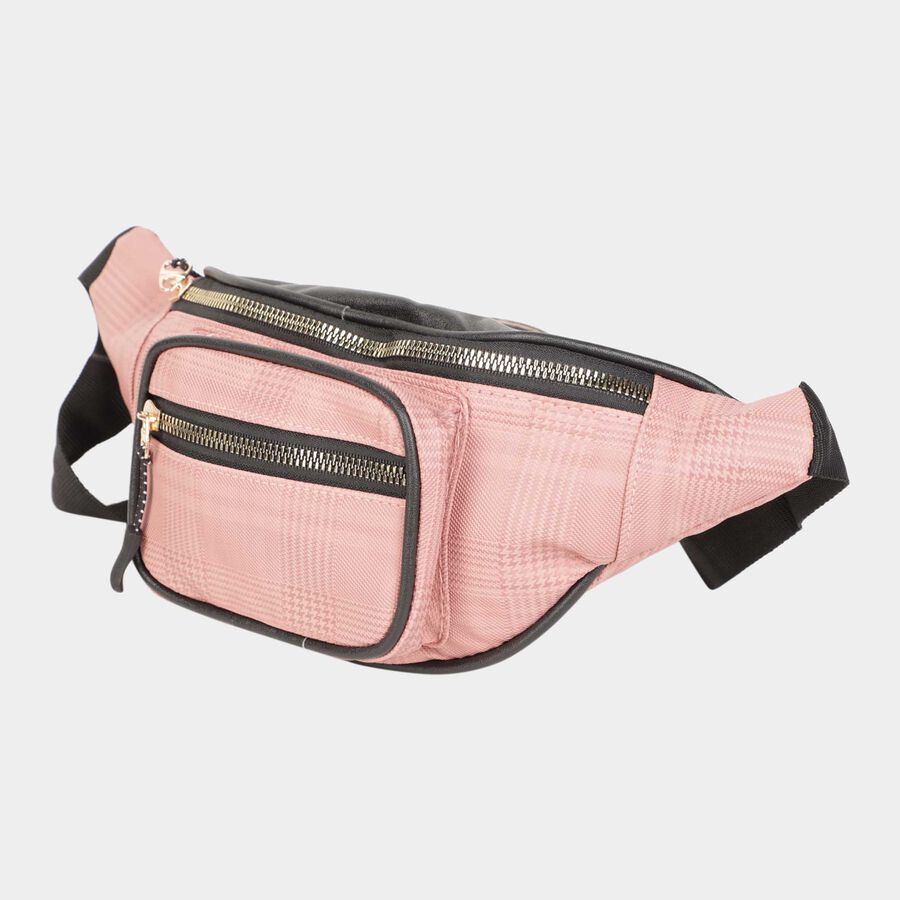 Men's Peach Polyurethane/Leather Waist Bag, , large image number null