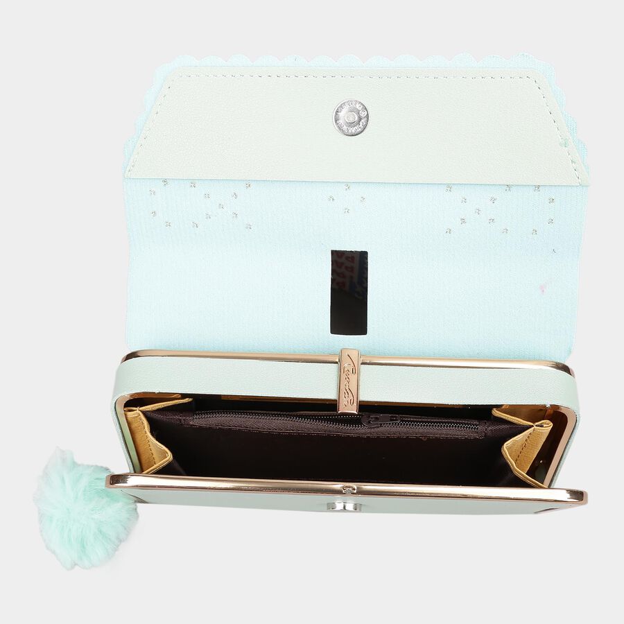 Women's Light Green Polyurethane Clutch Bag, , large image number null