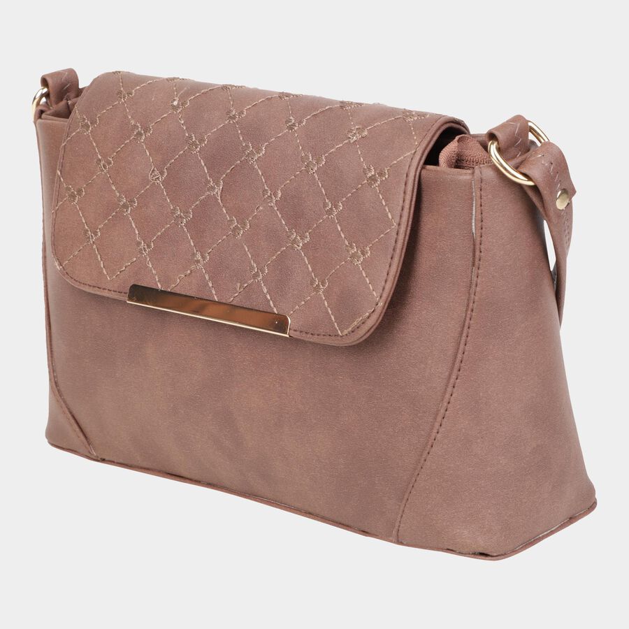 Women's Brown Polyurethane Handbag, , large image number null