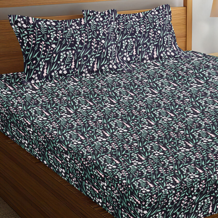 120 GSM Blue Polyester Double Bedsheet, , large image number null