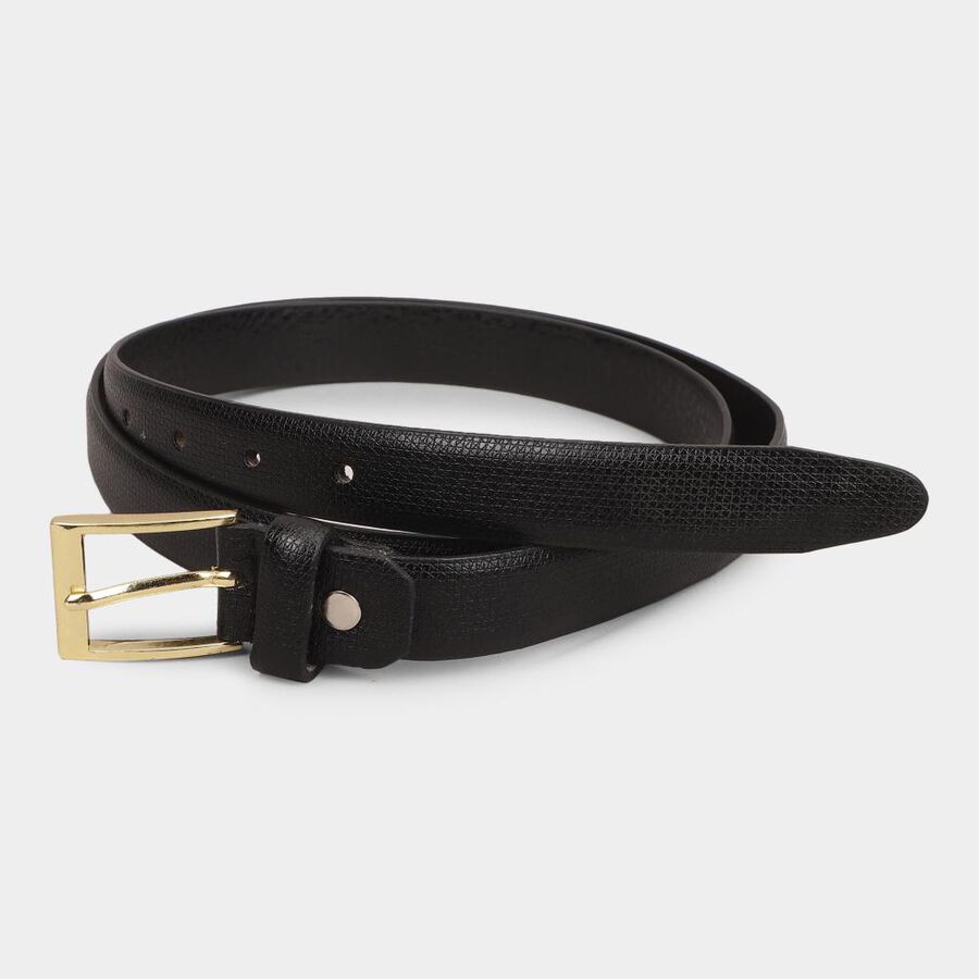 Men's Black Pu Formal Belt, , large image number null