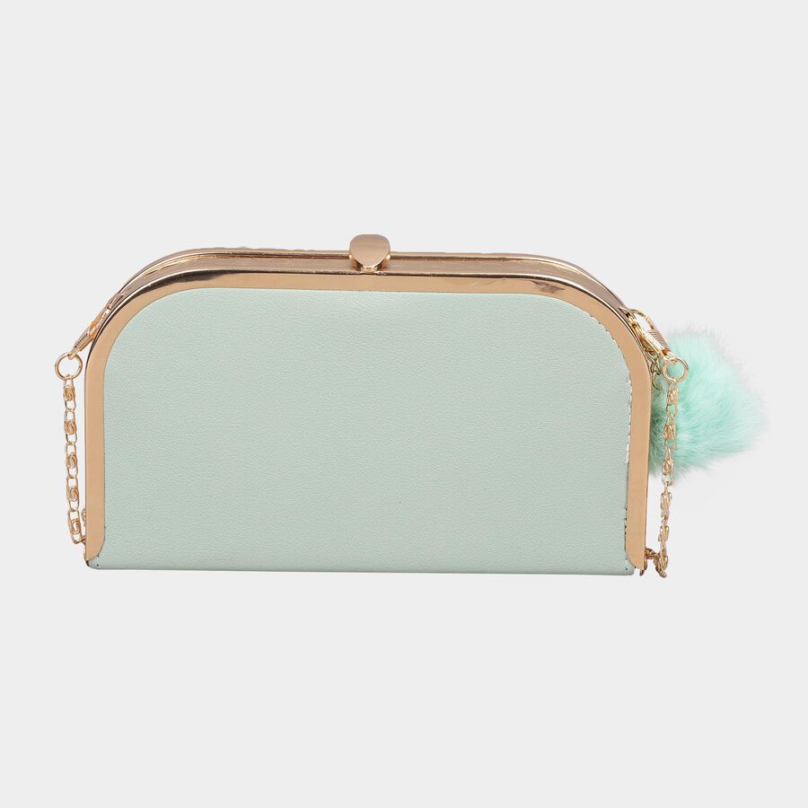 Women's Light Green Polyurethane Clutch Bag, , large image number null