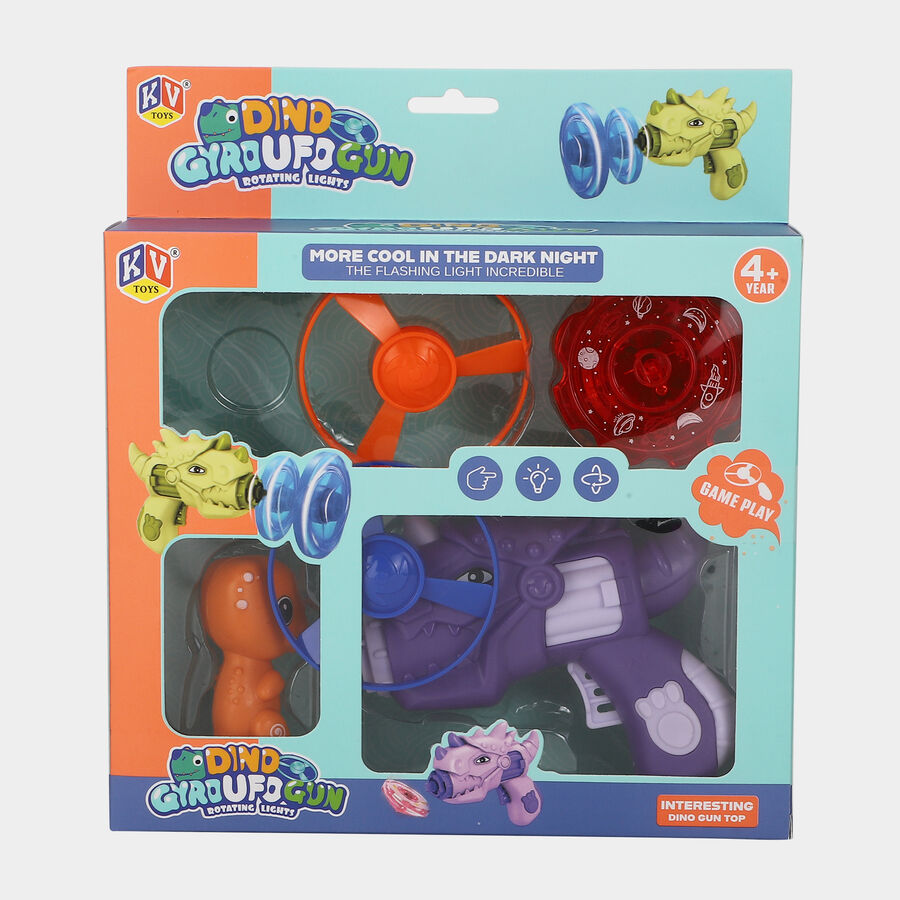 Kid's Dino Gyro UFO Gun with Rotating Flashing Lights, , large