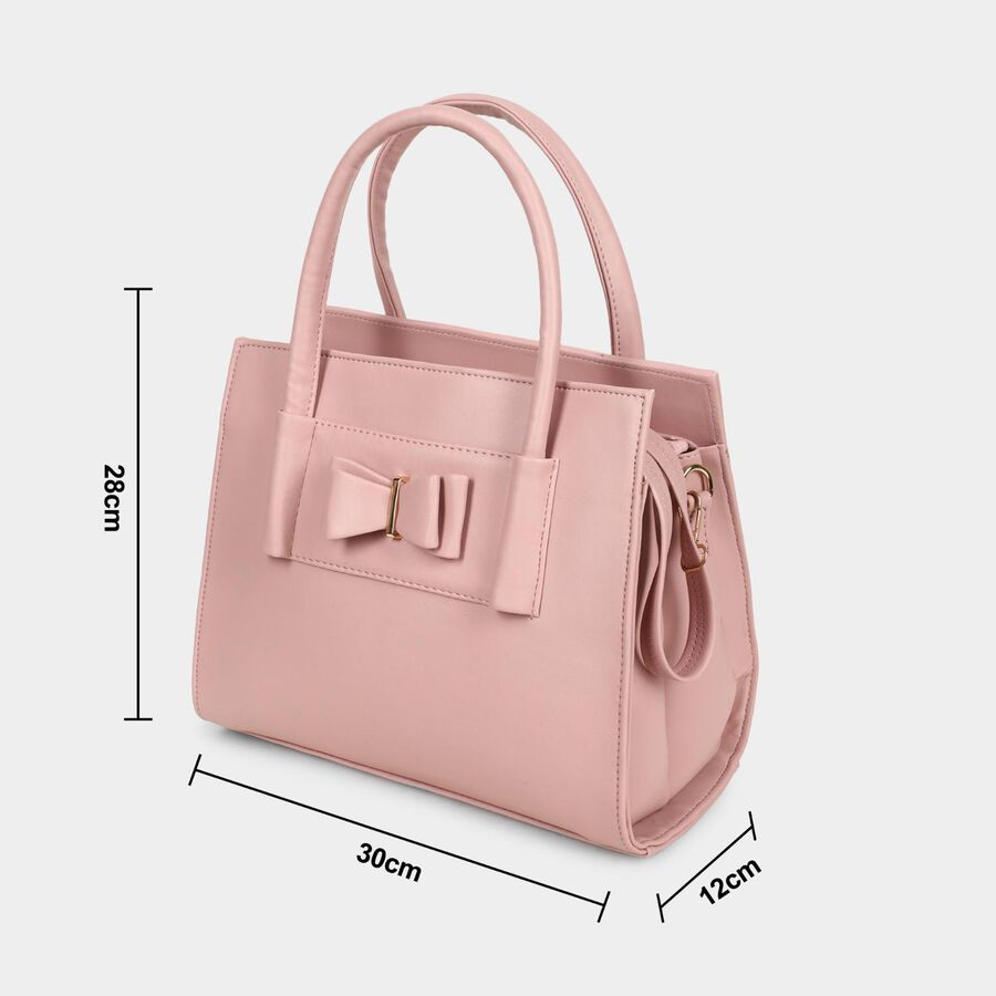 Women's Peach Polyurethane Tote Bag, , large