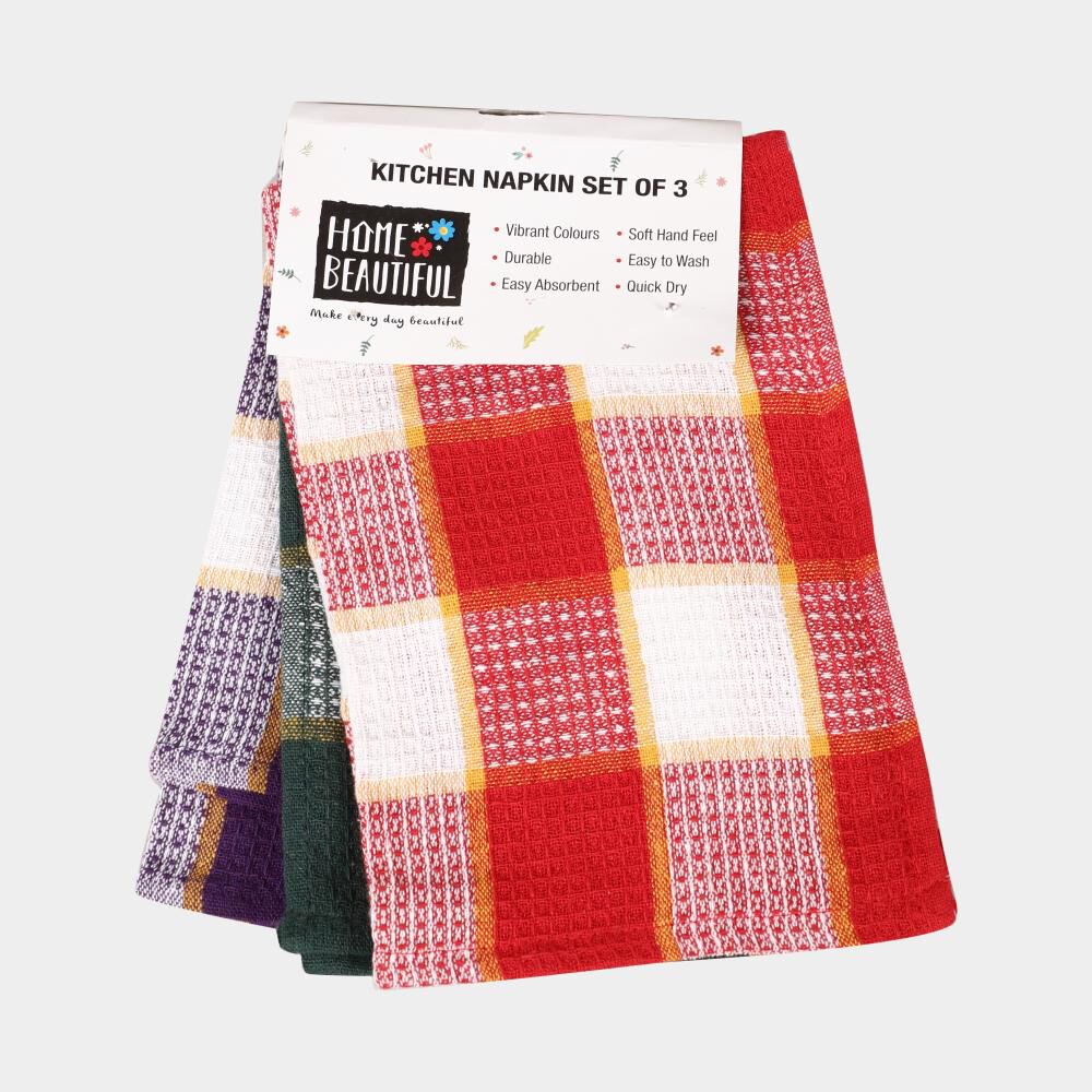 Home Beautiful                         Cotton Blend Kitchen Napkin Set of 3