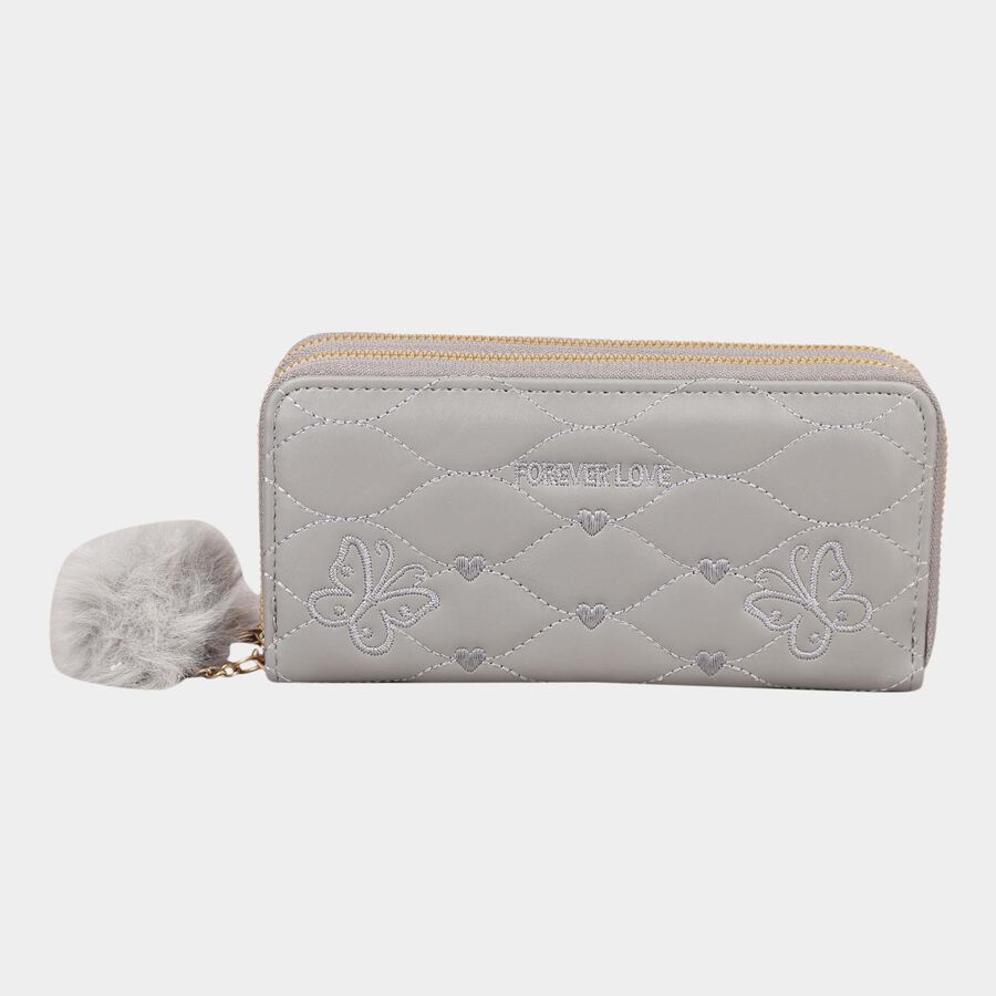 Women's Grey Polyurethane Clutch Bag, , large image number null