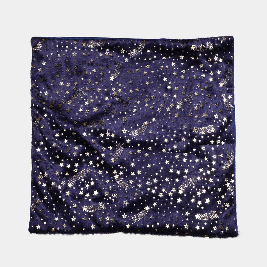 Navy Blue Foil Printed Cushion Cover, , large