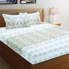 Light Green Microfiber Double Bedsheet with Pillow Cover, , small