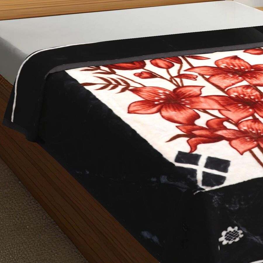 Red Floral Printed Double Blanket, , large image number null