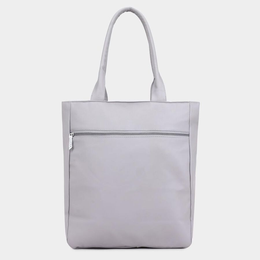 Women's Grey Polyurethane Tote Bag, , large