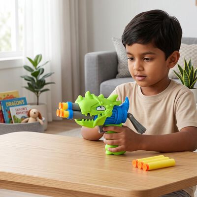 Kid's Dinosaur Soft Dart Blaster Toy Gun with Suction Bullets