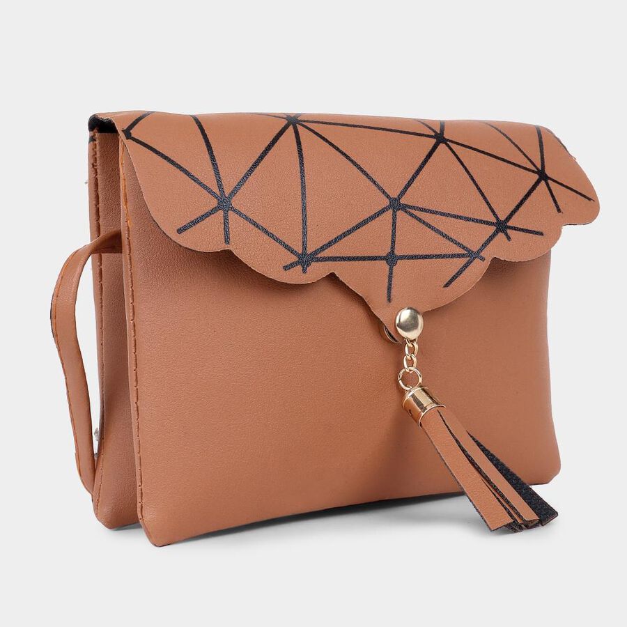 Women's Tan Polyurethane Sling Bag, , large image number null