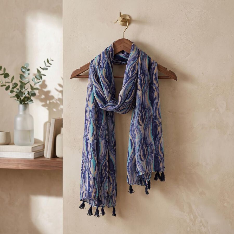 Women's Grey Nylon/Polyester Scarf, , large