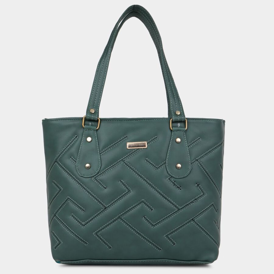 Women's Dark Green Polyurethane Tote Bag, , large image number null