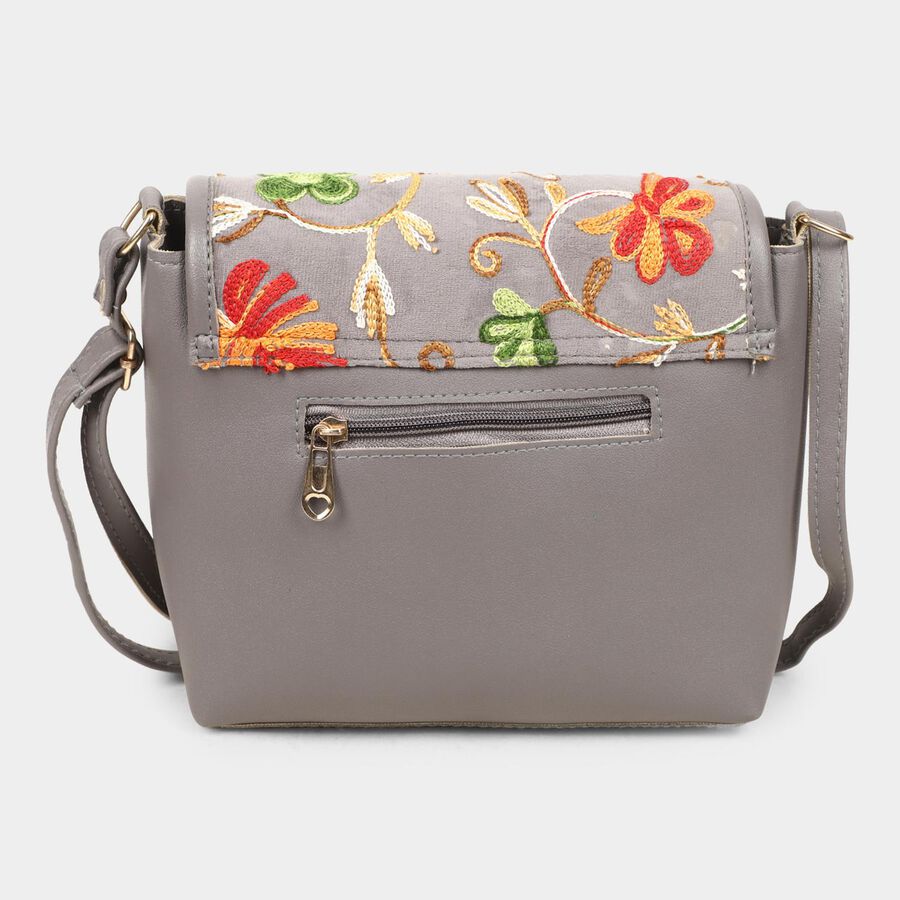 Women's Grey Polyurethane Sling Bag, , large image number null