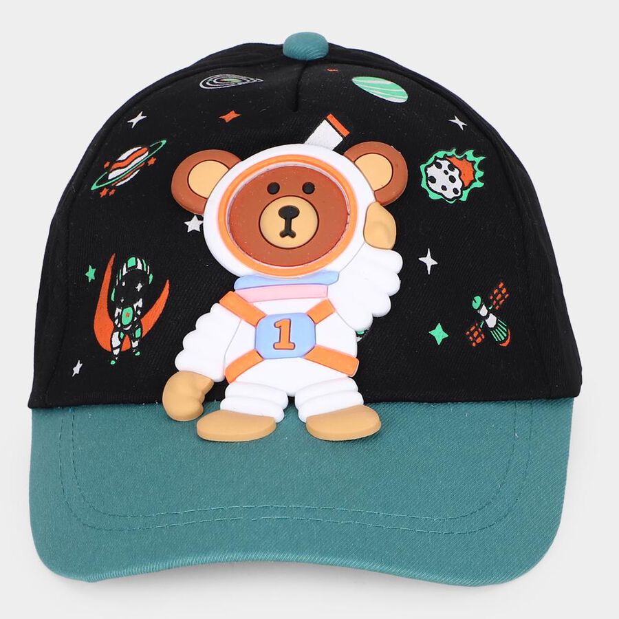Kid's Black Fabric Cap, , large