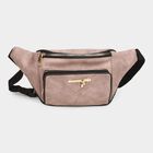 Women's Pink Polyurethane Waist Pouch, , small image number null