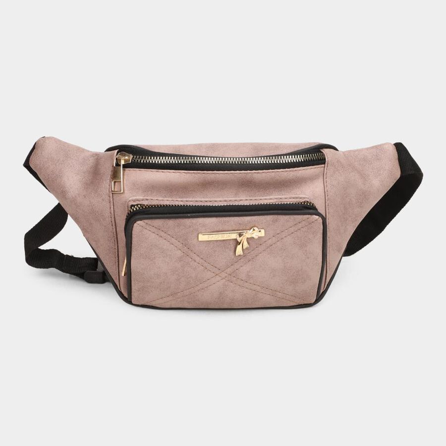 Women's Pink Polyurethane Waist Pouch, , large image number null