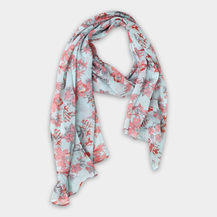 Women's Blue Viscose Scarf, , large image number null