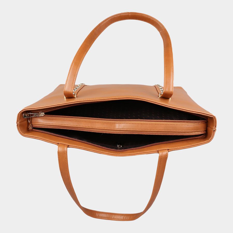 Women's Tan Polyurethane Tote Bag, , large image number null