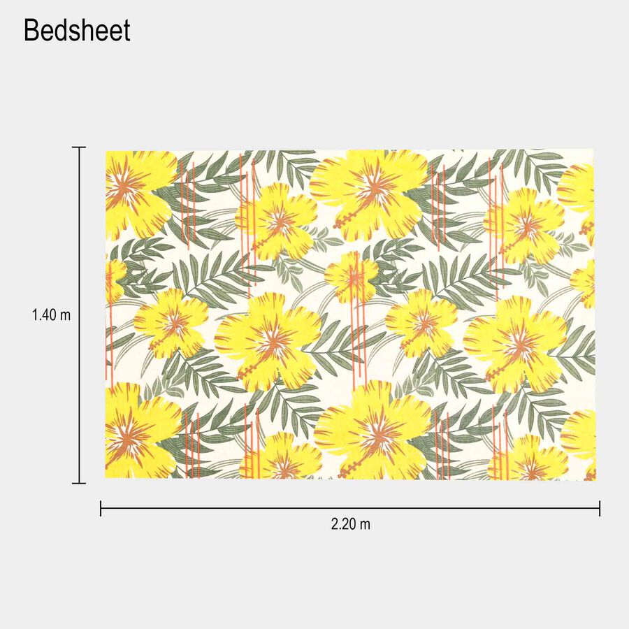 Yellow Cotton Blend Single Bedsheet, , large image number null