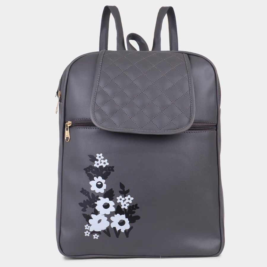 Women's Grey Polyurethane Backpack, , large image number null