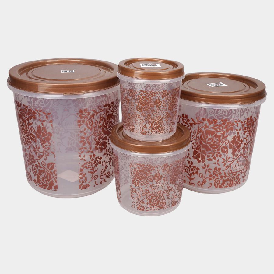 एयर-टाइट प्लास्टिक कंटेनर, 4 का सेट, 1 L, 2 L, 5 L, 7 L, , large image number null