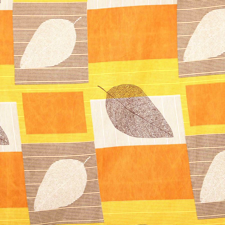 Orange and Yellow Floral Printed Single Bedsheet, , large