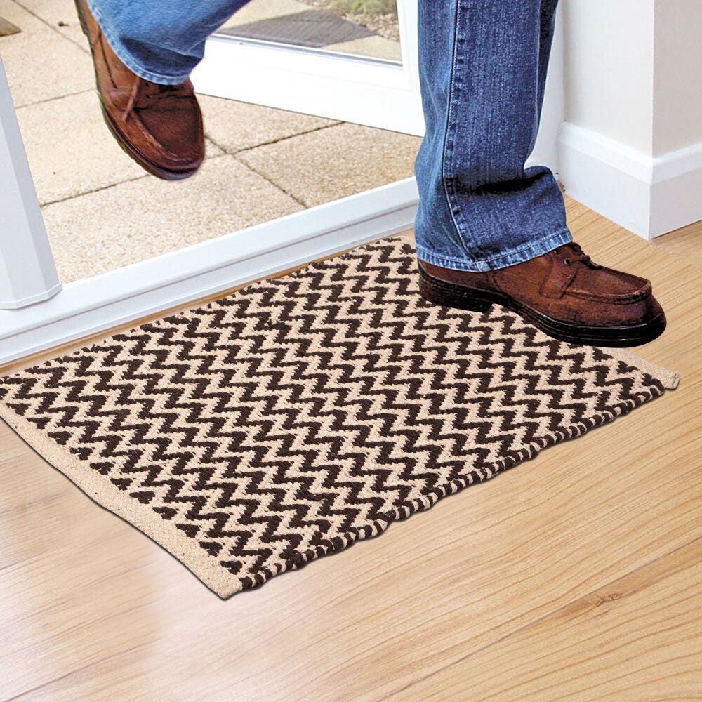 Home Beautiful                         Anti-Skid Beige Polyester Cotton Door Mat