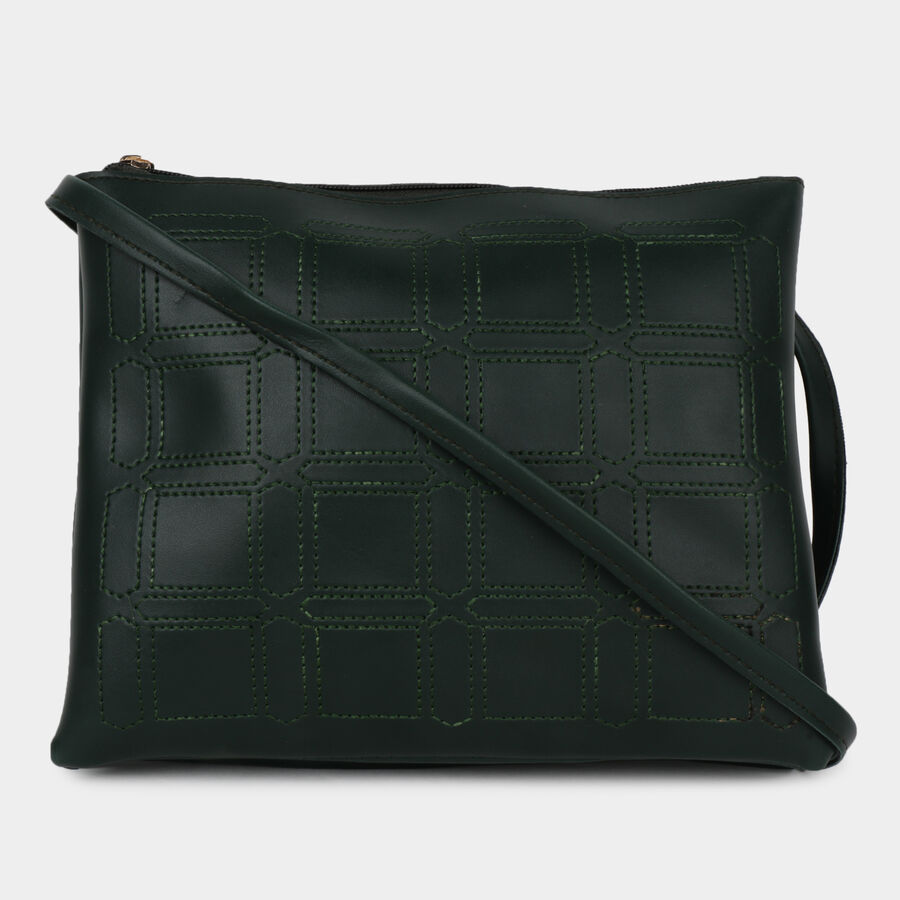 Women's Green Polyurethane Sling Bag, , large image number null