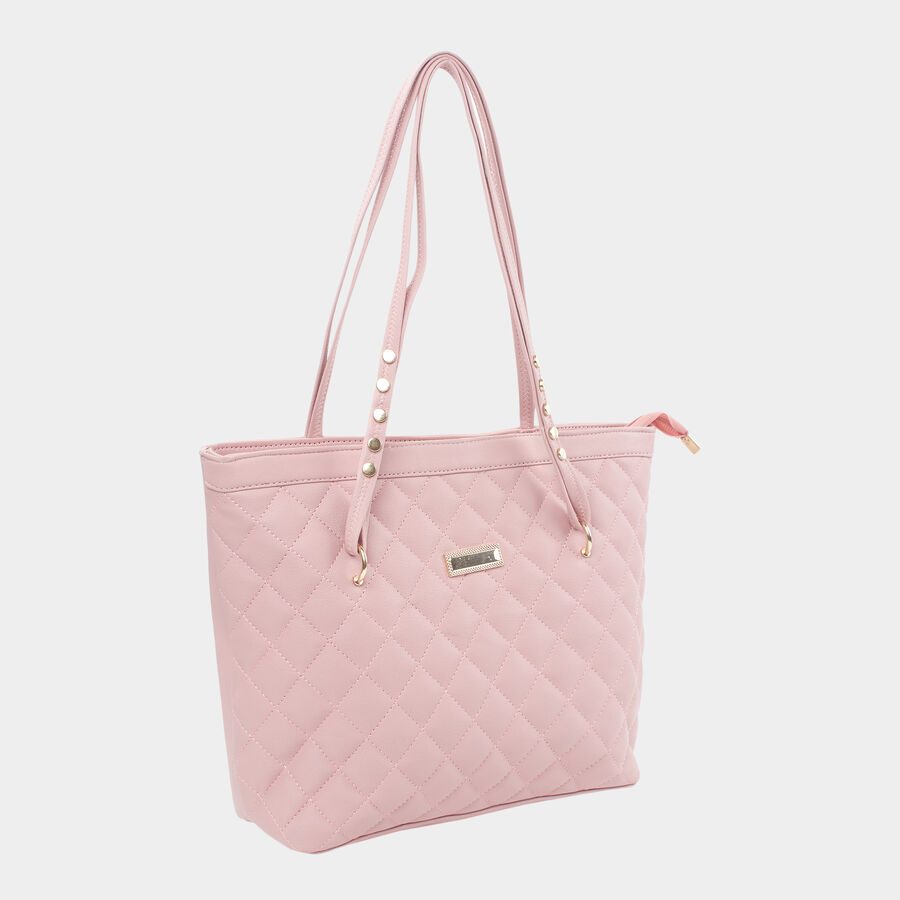 Women Quilted Peach Handbag, , large image number null