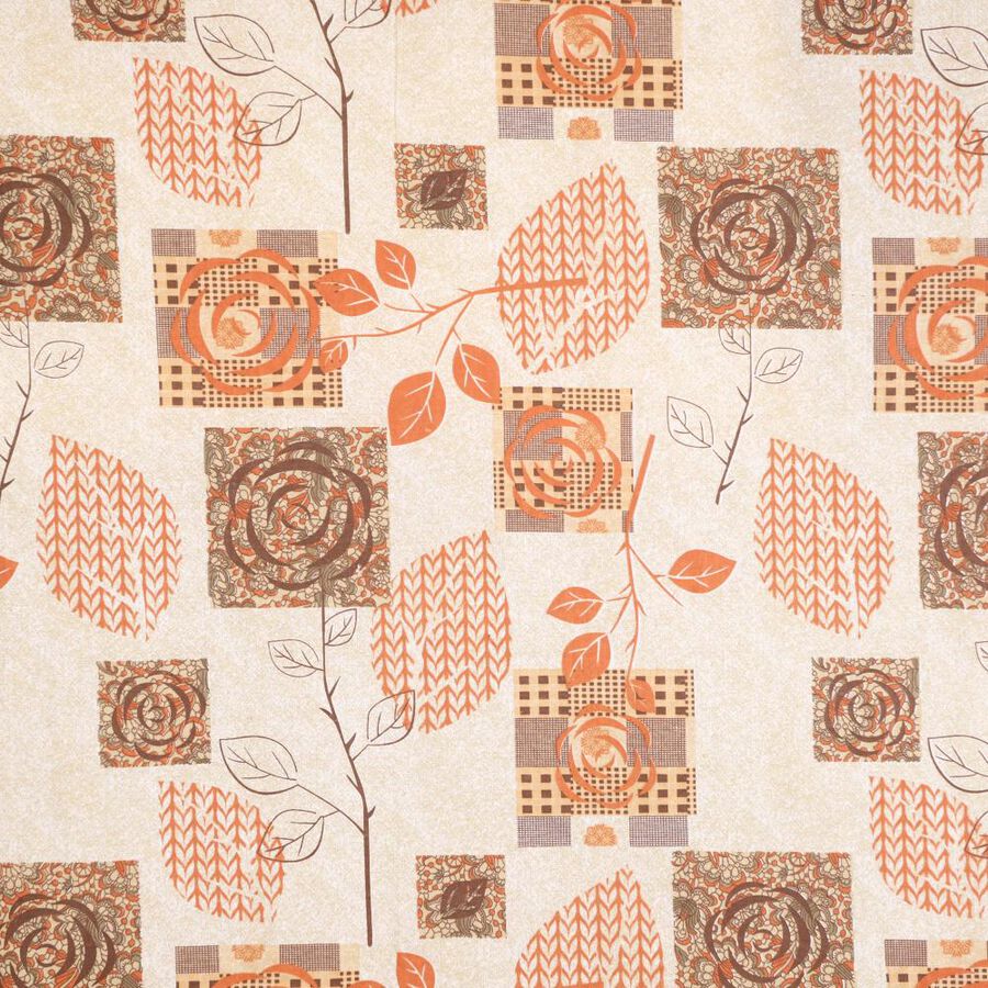 Orange Cotton Floral Printed Single Bedsheet, , large
