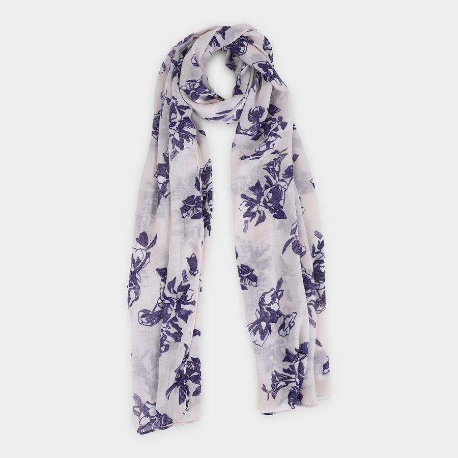 Women's White Nylon/Polyester Scarf, , large