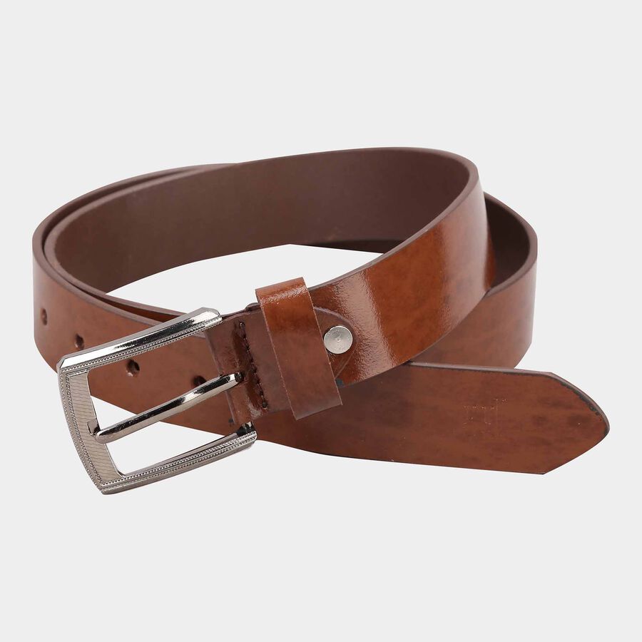 Men's Brown Leather Casual Belt, , large image number null