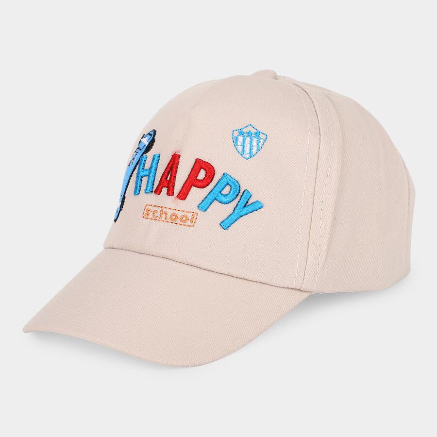 Kid's Beige Fabric Cap , , large