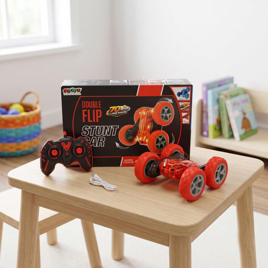 Kid's Double Flip Remote Control Stunt Car Toy, , large