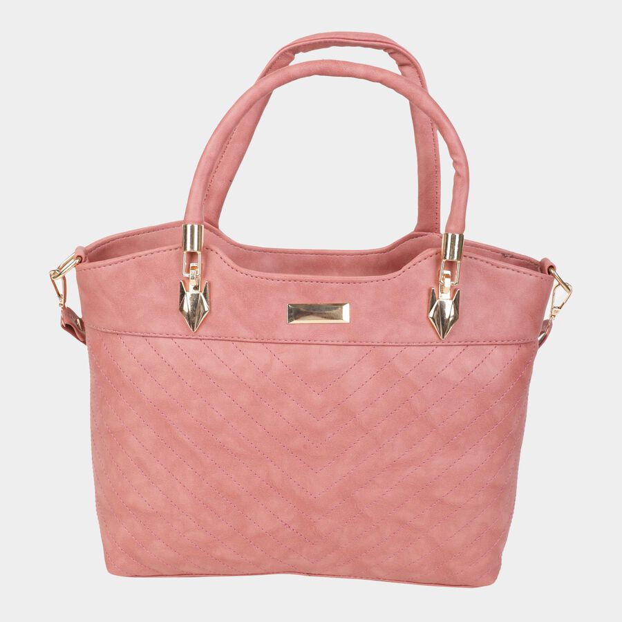 Women's Polyurethane Satchel, Quilted, Medium Size, , large image number null