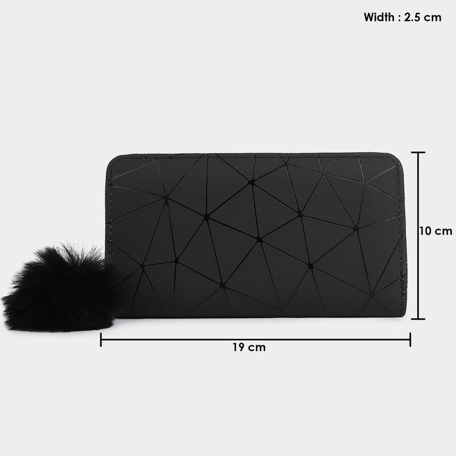 Women's Black Polyurethane Long Wallet, , large image number null