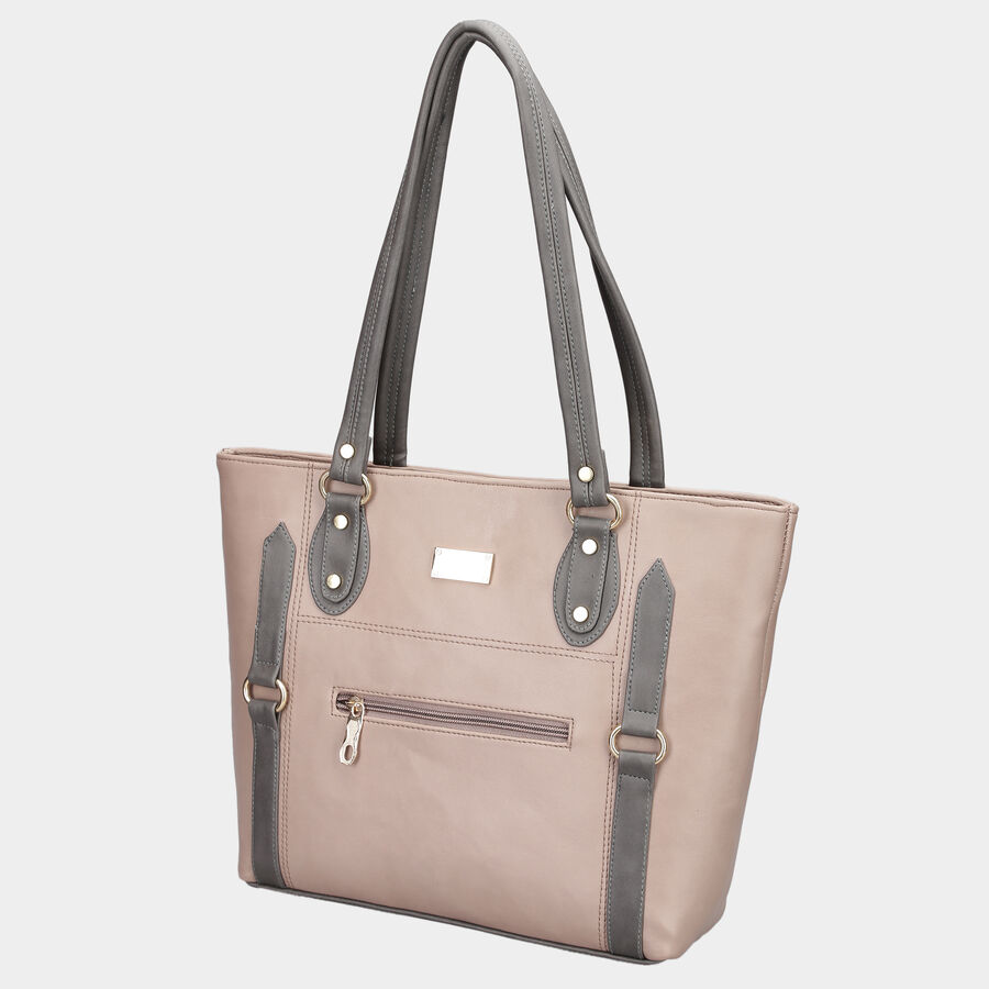 Women's Peach Polyurethane Tote Bag, , large image number null