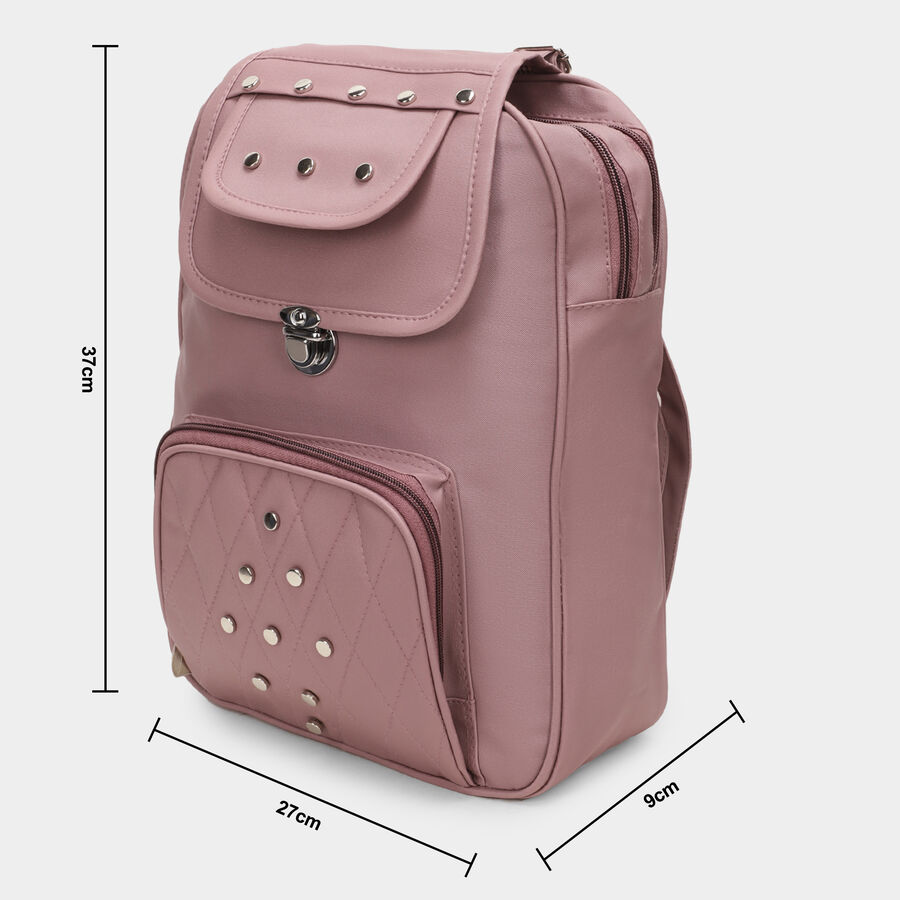 Women Peach Polyurethane Backpack, , large image number null