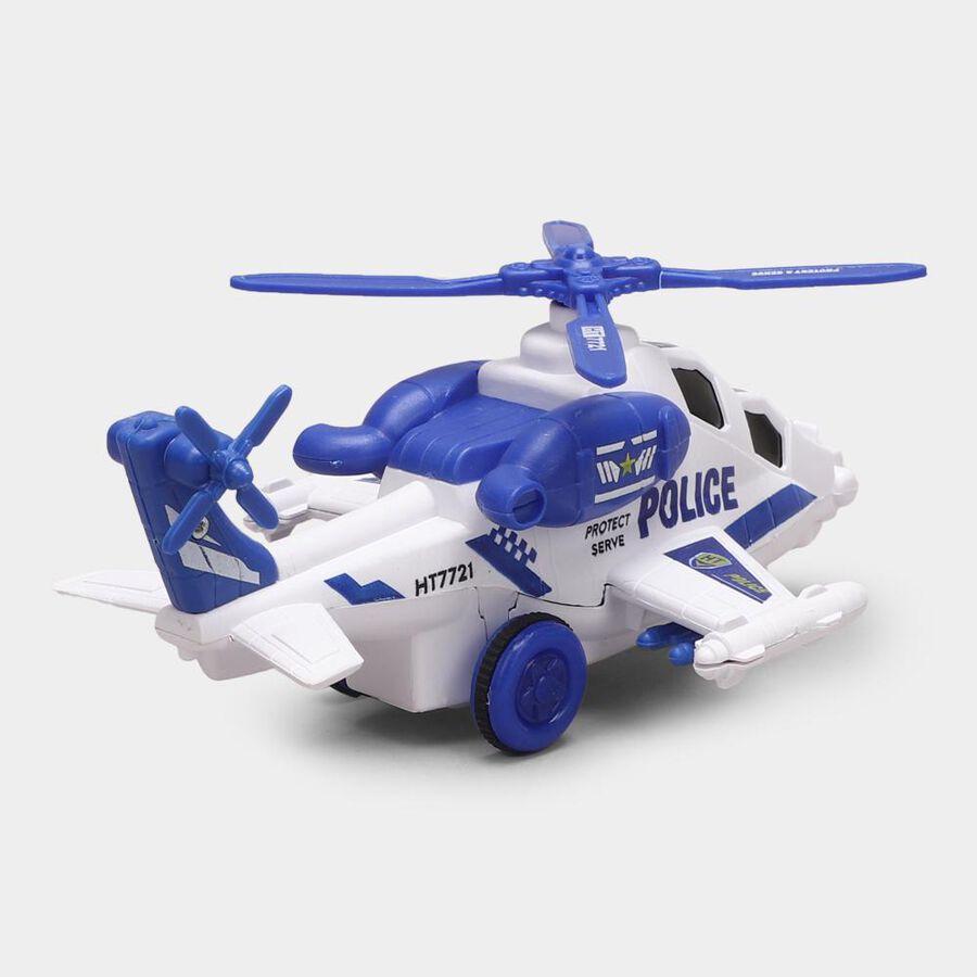 Kid's Blue Plastic Toy Police Helicopter, , large
