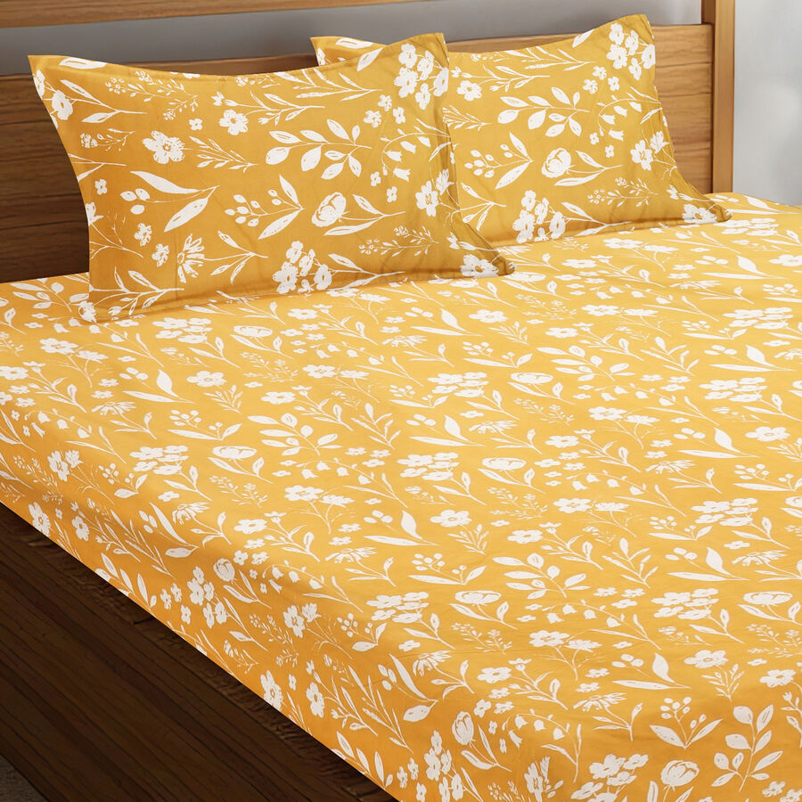 120 GSM Yellow Polyester Double Bedsheet, , large image number null