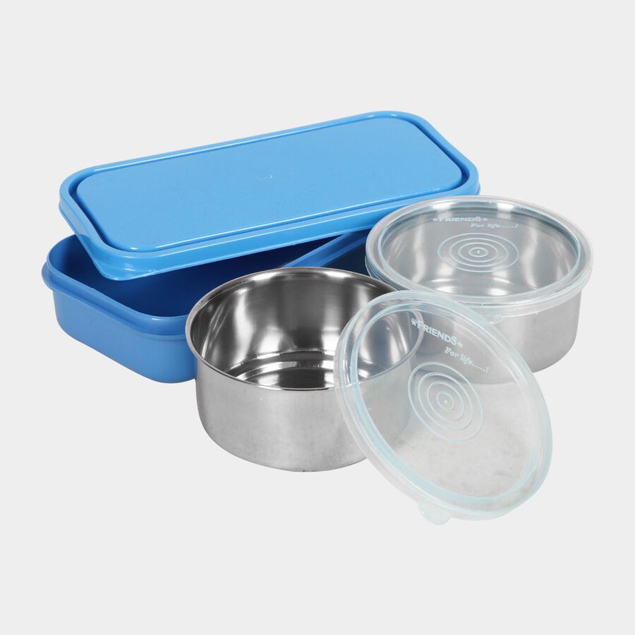 Steel Lunch Box - 2 Bowls, 1 Container, 1 Bag, , large image number null