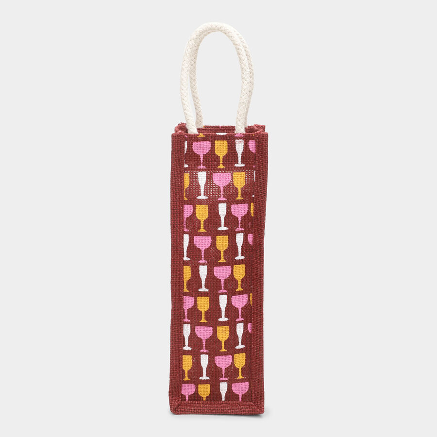 Maroon Printed Jute Lunch Bag, , large image number null