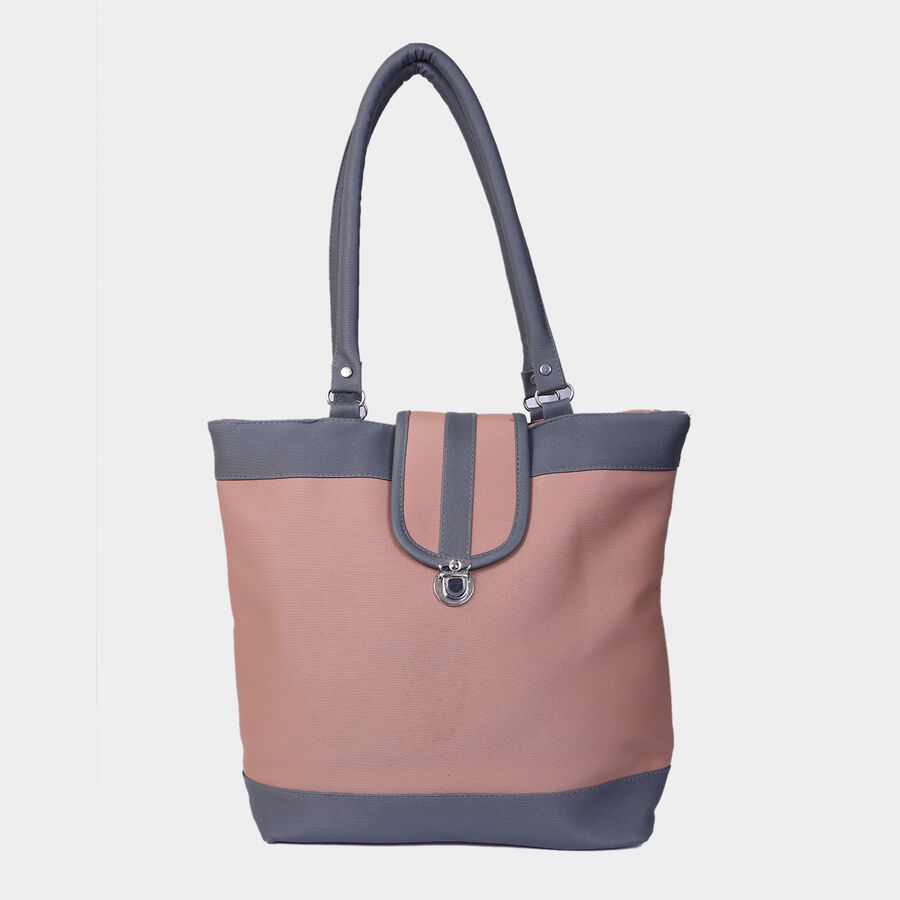 Women's Peach Polyurethane Tote Bag, , large image number null