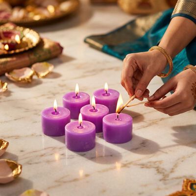 Fragranced Candels Lavender Flavoured Pack Of 6Pcs