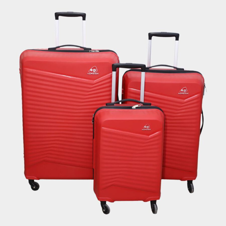 4-Wheel Red PVC Matee Hard Case Trolley, Small + Medium + Large, , large image number null