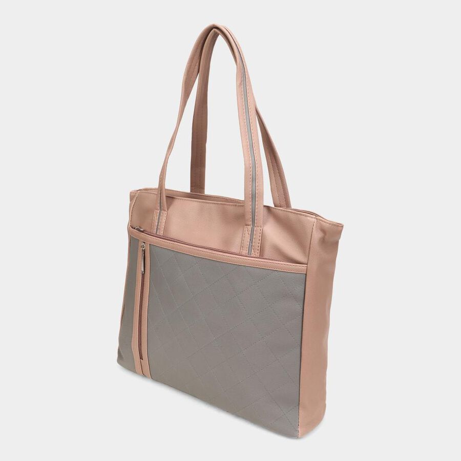 Women's Peach Polyurethane Tote Bag, , large image number null