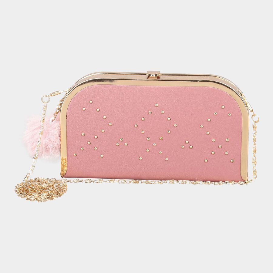 Women's Light Pink Polyurethane Clutch Bag, , large image number null