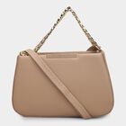 Women Beige Polyurethane Handbag, , small